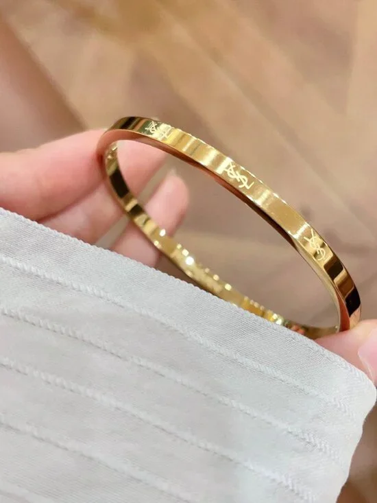 Yves Saint Laurent Engraved Letter Narrow Bangle - Picture 3 of 7